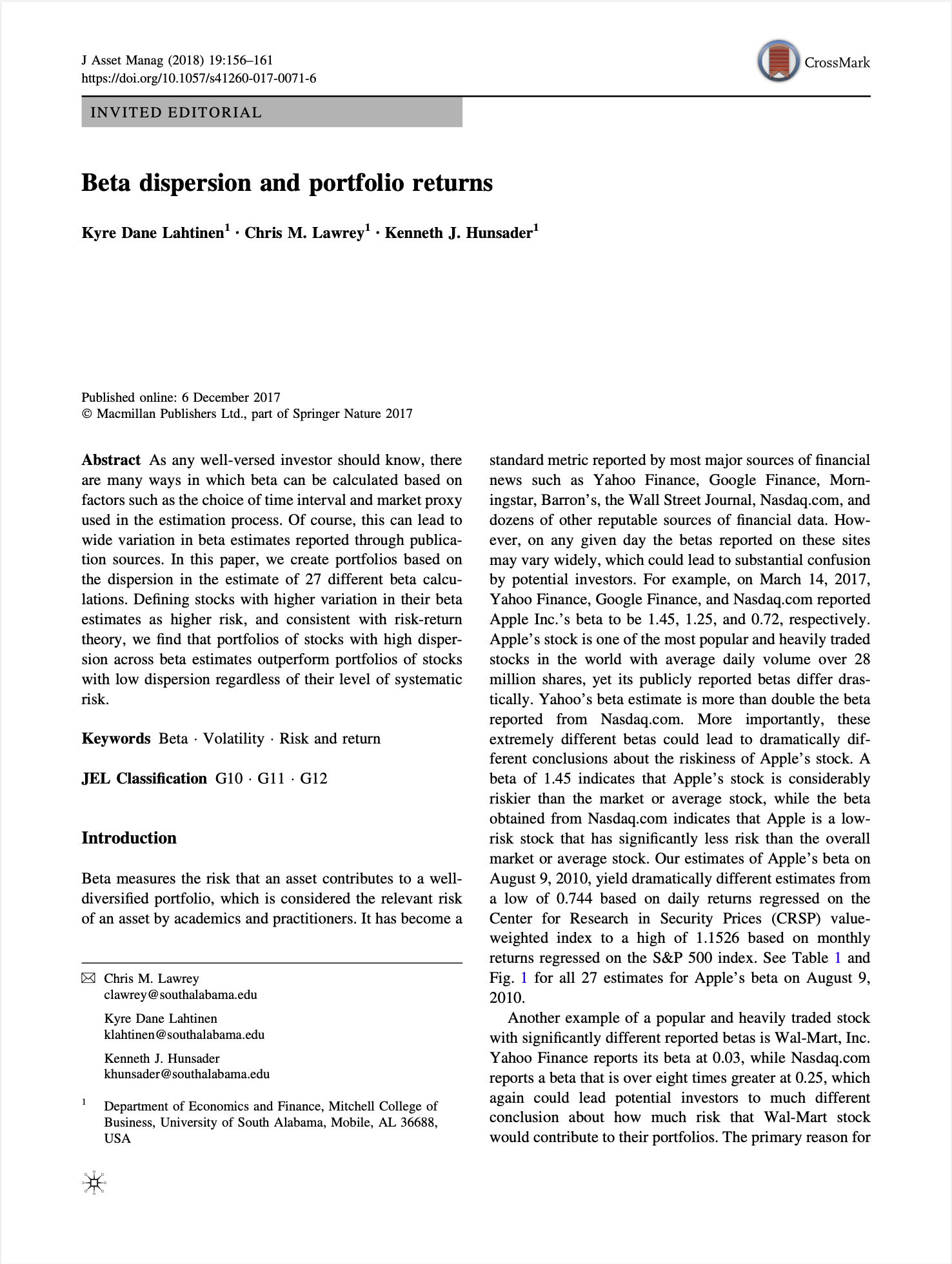 Beta Dispersion and Portfolio Returns